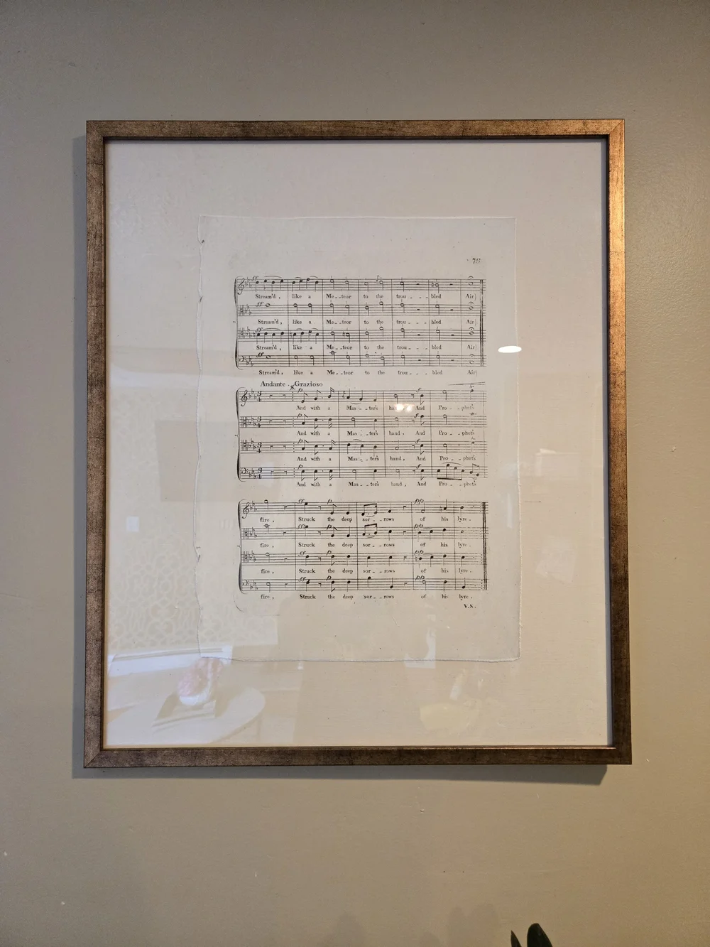 Framed Vintage Sheet Music Wall Art - Gold Frame, Cream Mat
